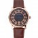 Cartier Rotonde Date Black Dial Rose Gold Case Brown Leather Strap