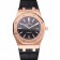 Swiss Audemars Piguet Royal Oak Black Dial Gold Case Black Leather Strap