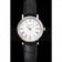 Patek Philippe Calatrava White Dial Roman Numerals Double Ribbed Bezel Stainless Steel Case Black Leather Strap