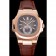 Patek Philippe Nautilus Gray Dial Rose Gold Case Brown Leather Strap