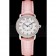 Cartier Ronde White Dial Diamond Bezel Stainless Steel Case Pink Leather Strap