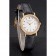 Patek Philippe Calatrava White Dial Diamond Hour Marks Double Ribbed Bezel Gold Case Black Leather Strap