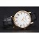 Patek Philippe Calatrava White Dial Roman Numerals Ribbed Bezel Gold Case Black Leather Strap