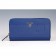 Prada Saffiano Leather Zip Around Dark Blue Wallet