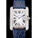 Cartier Tank Anglaise 36mm White Dial Diamonds Steel Case Blue Leather Bracelet