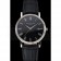 Patek Philippe Calatrava Black Dial Roman Numerals Ribbed Bezel Stainless Steel Case Black Leather Strap
