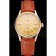 Swiss Rolex Cellini Gold Dial Roman Numerals Gold Case Light Brown Leather Strap