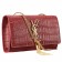 Saint Laurent Medium Tassel Crocodile Leather Clutch Bag Dark Red