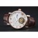 Patek Philippe Complications Moonphase Tourbillon White Dial Rose Gold Case Brown Leather Strap