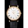 Patek Philippe Calatrava White Dial Roman Numerals Ribbed Bezel Gold Case Black Leather Strap