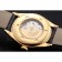 Swiss Patek Philippe Calatrava Gold Dial Diamond Markings Gold Case Black Leather Strap