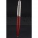 Cartier Silver Rimmed Silver Wave Pattern Upper Body Red Ballpoint Pen  622769