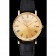 Patek Philippe Calatrava Gold Dial Roman Numerals Ribbed Bezel Gold Case Black Leather Strap