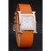 Hermes Heure H Rose Gold Bezel Orange Leather Strap White Dial 80234