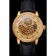 Swiss Patek Philippe Complications Openworked Dial Gold Case Diamond Bezel Black Leather Strap