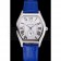 Cartier Tortue Large Date White Dial Stainless Steel Case Blue Leather Strap
