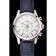 Omega Chronograph White Dial Stainless Steel Case Blue Leather Strap
