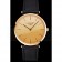 Swiss Longines Grande Classique Gold Dial Gold Case Black Leather Strap