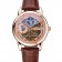 Patek Philippe Dual Time Moonphase Tourbillon Gold Skeletonised Dial Rose Gold Case Brown Leather Strap
