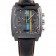 Tag Heuer Swiss Monaco Black Leather Strap Blue-Yellow Striped Black Dial