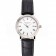 Patek Philippe Calatrava White Dial Roman Numerals Double Ribbed Bezel Stainless Steel Case Black Leather Strap