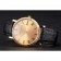 Patek Philippe Calatrava Gold Dial Roman Numerals Ribbed Bezel Gold Case Black Leather Strap