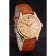 Swiss Rolex Cellini Gold Dial Blue Markings Gold Case Light Brown Leather Strap