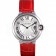 Cartier Ballon Bleu Silver Bezel with White Dial Red Leather Band  621551