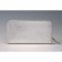 Prada Saffiano Leather Zip Around Small Silver Wallet