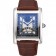 Cartier Tank Black And White Dial Stainless Steel Case Brown Leather Strap  622763