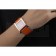 Hermes Heure H Rose Gold Bezel Orange Leather Strap White Dial 80234