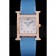 Hermes Heure H Rose Gold Diamond Encrusted Bezel Blue Leather Strap White Dial 80238