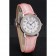 Cartier Ronde White Dial Diamond Bezel Stainless Steel Case Pink Leather Strap