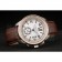 Cartier Calibre White Dial Diamonds Two Tone Case Brown Leather Bracelet