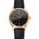 Swiss Rolex Cellini Black Dial Roman Numerals Gold Case Black Leather Strap