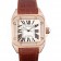 Swiss Cartier Santos Rose Gold Bezel with Diamonds and Brown Leather Strap sct46  621530