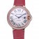 Swiss Cartier Ballon Bleu de Cartier White Dial Diamonds Case Pink Leather Bracelet  622553