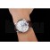 Patek Philippe Chronograph White Guilloche Dial Blue Hands Stainless Steel Case Brown Leather Strap