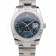 Rolex Datejust Polished Stainless Steel Dark Blue Flowers Dial Diamond Plated