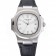 Patek Philippe Nautilus White Dial Brushed Stainless Steel Case Black Leather Strap