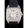 Swiss Cartier Santos Stainless Steel Bezel with Black Leather Strap  621524