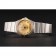 Swiss Lady Omega Constellation Crystal Encrusted Bezel Golden Dial 80293