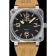 Bell and Ross BR 01-92 Black Dial Silver Case Gold Numerals Brown Leather Strap