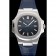 Patek Philippe Nautilus Blue Dial Brushed Stainless Steel Case Blue Leather Strap