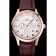 Swiss IWC Portugieser Perpetual Calendar White Dial Rose Gold Case Brown Leather Strap