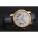 Swiss Cartier Rotonde Annual Calendar White Dial Gold Case Black Leather Strap